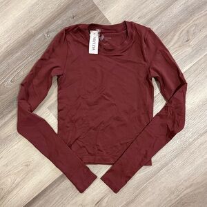 Aritzia Women's Burgundy Seamless Long Sleeve Top